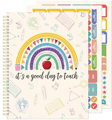 Undated Teacher Planner - Teacher Planners 8.5 x 11, Teachers Lesson Plan Book, Teachers Lesson Planner 2026-2027 with Stickers and Inner Pocket