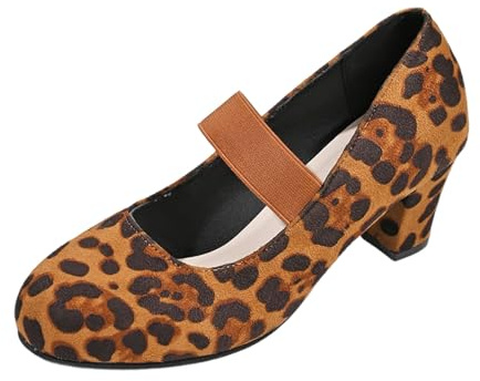 Pumps - Scarpe da donna eleganti e comode Dirndl con tacco a croce, cinturino alla caviglia, con cinturino, con tacco alto, ballerina, per costume tradizionale Oktoberfest, 01 marrone, 42 EU
