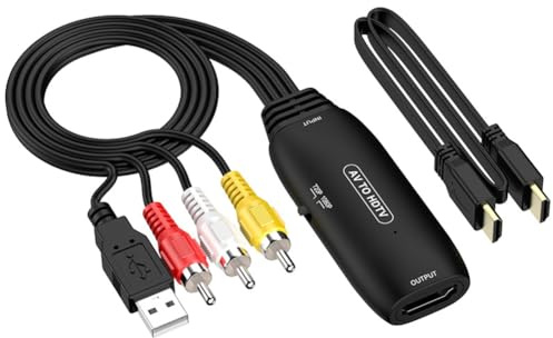 Ujjdwiurgh 1080P AV till HDTV kompatibel med -kompatibel kompositadapter omvandlare med -kompatibel kabel AV-adapter