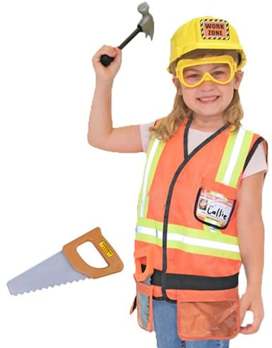 Byggnadsdräkt för pojkar – 5 st jacka, hattglasögon, märkessågskit | Perfekt för rollspel scenframträdande inomhus utomhus födelsedagsfest karriärdag julfestival cosplay