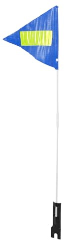 Healeved Drapeau de Queue de Cyclisme avec Mât en Fibre de Verre Solide, Drapeau de Sécurité Bleu avec Bande Réfléchissante, Kit 1 Pièce pour Vélo, Remorque et Scooter, Accessoire Haute
