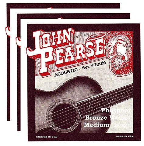 John Pearse Acoustic Strings Phosphor Bronze Medium 13-56 (3 Pack Bundle)