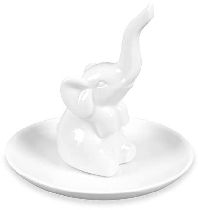1Pcs Porte-Bague éLéPhant, Plat à Bijoux Tridimensionnel En CéRamique, Plat à Bijoux Anneau éLéPhant, Porte-Bague, Pour Salon, Chambre à Coucher, DéCoration D'IntéRieur, Cadeau De Vacances (Blanc)