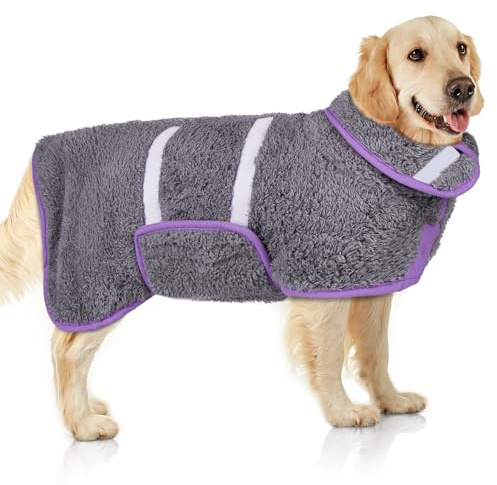 Dog Bathrobe Super Absorbent Dog Towels Large Quick Drying Robes for After Bath Soft Adjustable Warm Keeping Dogs Towel(S-XXL)