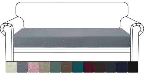 YSTELLAA Funda Asiento Sofa Elástico, Funda Cojin Sofa Separado Universal, Funda De Protección para Muebles, Ajustable, Antideslizante Y Suave, Lavable, 3 Asientos, Gris Claro