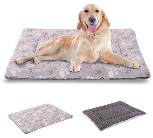 BVAGSS Orthopädisches Hundebett, Waschbar Hundekissen flauschig Hundematte, Umkehrbar Weiche und Warme Hundematte für klein mittel große Hunde XH079 (91x58x4cm,Grey Paw)