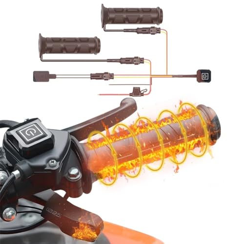 12V ATV Heizgriffe 3-Stufig Einstellbare Motorrad Heizgriffe Wasserdicht Beheizte Griffe Intelligente Temperaturregelung Griffheizung für den Winter