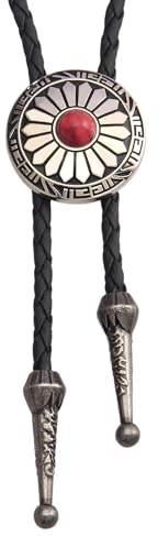 COOLLA Bolo Tie Rodeo Cowboy Leather Tie Western Necklace for Men Women Leather Chain with Turquoise Stone