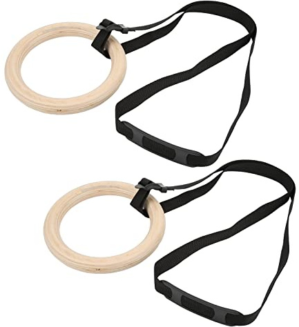 Gymnastikringar, Gymnastikringar för Pull Up Bar Calisthenics Ringar med Justerbara Spännband 330lbs Kapacitet Pull Up Träningsringar 1 Par Gymnastikringar i trä för Hemmet
