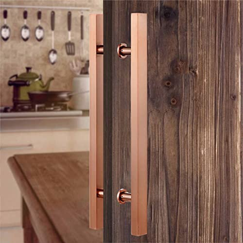 Maniglia moderna per porta d'ingresso, in acciaio inox, con design a doppio lato, per porte in legno e vetro, rosa, da 180 cm a 140 cm, uso interno ed esterno