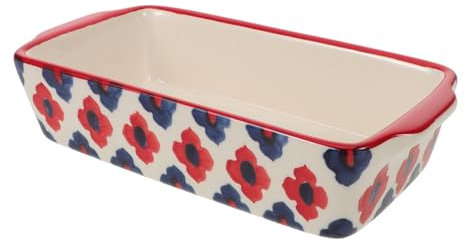 Hemobllo Bandeja De Horno De Cerámica Dos Asas Fuente De Horno Rectangular Para Hornear Pasteles