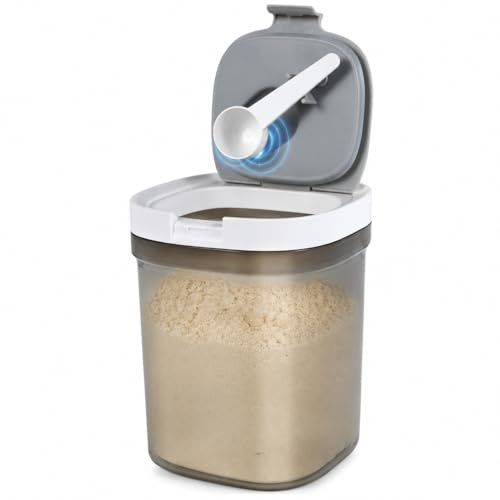 Anihet Powder Dispenser with Magentic Spoon, Airthight Food Coffee Storage Container with Lid and Scraper for Formula, Protein, Creatine, Sugar, Beans, Tea, Cereal (1300ml)