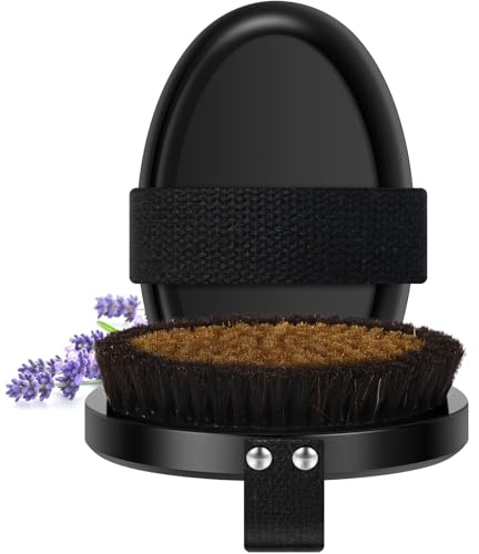 Spazzola a secco in sottili fibre di rame, efficace spazzola a secco per il corpo con setole morbide e corda di cotone ergonomica per doccia, massaggio e bagno (nero, 1 pezzo)