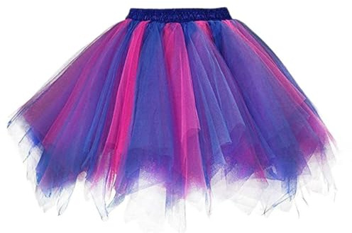 Generico Gonna Tulle Donna Corta Tutu con 3 Strati a Brillantinata tutù Leggero Elegante Sottogonna Balletto Strega Casual Costume Vintage Gonnellino Danza Classica per Carnevale Feste Party,Viola