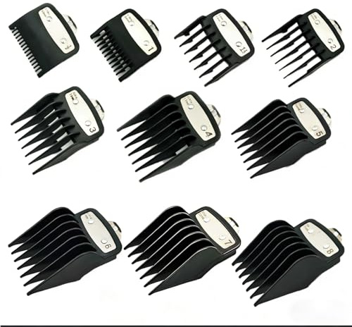 10 Piezas Peines Maquina Cortar Pelo, Peine Límite para Cortapelos Negro,Profesional Recortadores De Peine Guía, Kit de Peine Peluqueria para Maquinillas Wahl,Juego de Peine Guía