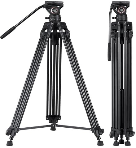 Cayer BV30 Video Tripod, Robust Aluminium Alloy Camera Tripod with 360° Fluid Head, Quick Release Plate Compatible with Canon Nikon Sony and Other DSLR Camera Camcorders, 8 kg Load Capacity