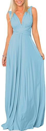 OBEEII Femmes Robe de Soirée Sexy V-Col sans Dos Robes Élégante Multi-Way Bandage Dress pour Ceremonie Mariage Demoiselle d'honneur Cocktail Prom Fête Bleu Clair XL