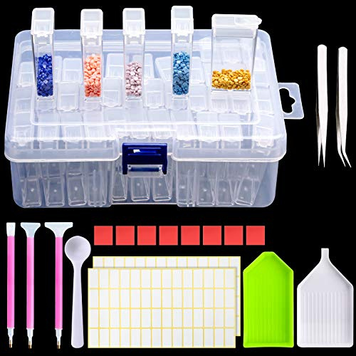 Kit de Cajas de Pintura de Diamante Zhenle 42 Rejillas Caja de Almacenamiento para Pintura de Diamante DIY Herramientas y Accesorios de Pintura de Diamante para Arte de Uñas y Bordado de Diamantes