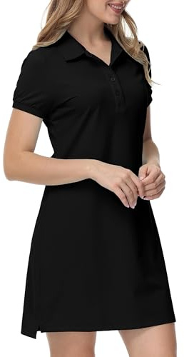 JINSHI Women's Polo Dress Short Sleeve Cotton Casual Sports Golf Tennis Dresses
