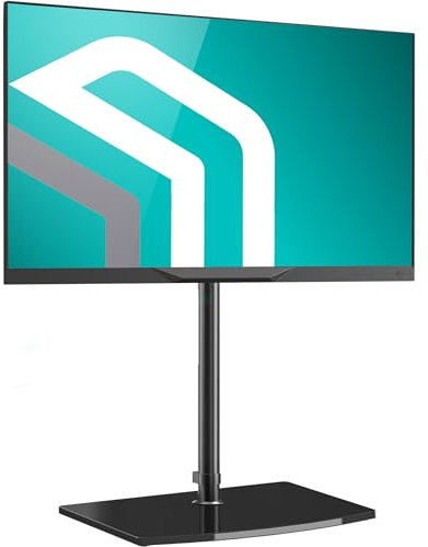 ONKRON TV Bodenständer für 30-60 Zoll TVs bis zu 41 kg - TV Standfuss schwenkbar, höhenverstellbar max VESA 400x400 Standfuß Fernseher Ständer/TV Stativ aus gehärtetem Glas Schwarz TS5065-B