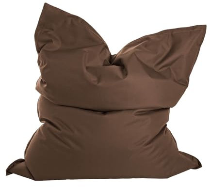 mokebo Sitzsack Outdoor XXL für Kinder & Erwachsene 'Der Große', Bean Bag, Sitzkissen, Liegekissen oder Riesen-Sitzsack mit Füllung, Bodenkissen groß für Balkon & Terasse, 125x155cm, Braun