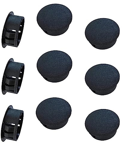 Qrity 10 Stycken Plast Pluggar, 35 mm Skydd Infällda Hålpluggar, Infoga End Caps Paneler för Skåp Skrivbord Bord Stol Skåp Garderob, Svart