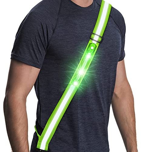 Simket Reflective Walking Gear, Rechargeable Led Reflective Sash, Adjustable Night Walking Safety Gear, High Visibility Safety Lights for Walking at Night for Men Women Jogging Running Biking