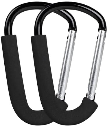 LALAGO Kinderwagen-Haken, 2er-Pack 16cm Karabinerhaken, Groß Karabiner für Kinderwagen, Kinderwagen Karabiner, Federschnallen mit Schwamm, Haken für den Kinderwagen, Anhänger in universeller Passform