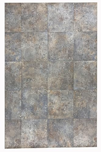 Tappeto in vinile quadrato Tappeti Tadi & Impero - imitazione metallo arrugginito marrone - design industriale ed elegante per la decorazione di interni - 200 x 200 centimetri