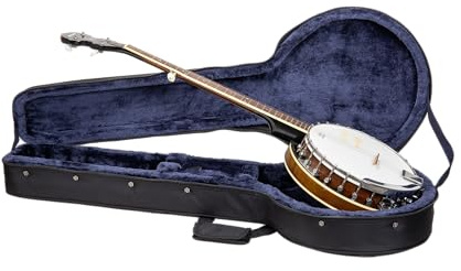 Crossrock Lightweight Foam Case fits 5-String Resonator & Gibson Tenor Banjo- with Detachable Straps, Accessory Compartment & External Pocket-Black(CRP200BJBK)