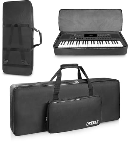 SUNDOY 49 Key Full Padded Keyboard Gig Bag, Electric Piano Case with 600D Oxford Cloth, 10mm Cotton Padding, Large Accessory Pocket (93x37x11-CM)