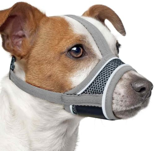 Muselière Chien, Masque Respirant pour Animaux de Compagnie, Museliere pour Chiens Ajustable, Muselière de Formation de Chien pour Petits Chiens, Moyens, S