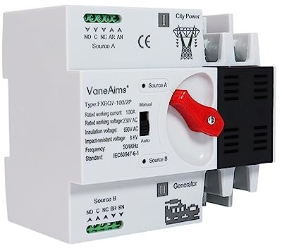 Interruttore di commutazione automatica 220V ATS Interruttore di trasferimento automatico su guida Din 2P Selettori a doppia alimentazione Generatore solare 63A 100A(63A (PV Solar Type))