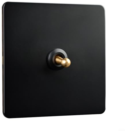 Edelstahl Lichtschalter 86Mm Wandschalter Mit Messinghebel 1-Weg 2-Weg Kippschalter Für Zuhause Büro Hotel Fabrik Schwarz, Wandschalter Edelstahl, Kippschalter Wand(1 Gang)