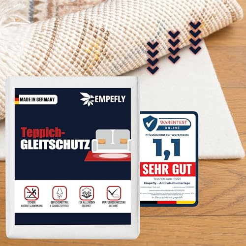 Teppich Antirutschunterlage 80 x 150 cm – Made in Germany – Zuschneidbare Antirutschmatte ohne Weichmacher – rutschfeste Teppichunterlage für alle Böden – Geruchsneutraler Teppichstopper