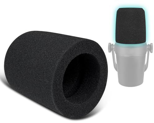 SOULWIT 2Pcs Microphones Pop Filter for Shure MV7/MV7X, Protective Mic Cover Windscreen Foam - Black