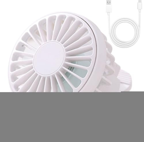 Ventilador de pinza | Ventilador mini portátil recargable con pinza sólida | Pequeña herramienta recargable de 3 velocidades con batería para cinta de correr Golf Transporte al aire libre y cochecito