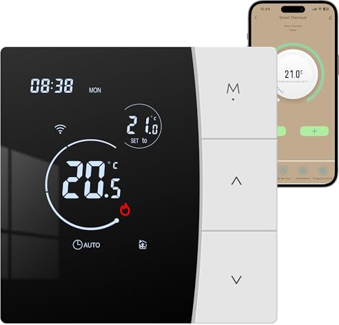 Vaconoff Thermostat Heizung Digital, Smart WLAN Thermostat 3A Wasser Fussbodenheizung Raumthermostat Fußbodenheizung Wandthermostat, Alexa Echo/Google Assistant/Tuya Smart Life APP Kompatibel 230v