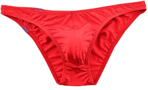 ZC8bdbd Men Swimwear Solid Swimsuit Briefs Sport Swimming Trunks U Pouch Beachwear Briefs Beach Shorts Bathing Suit, Red, M