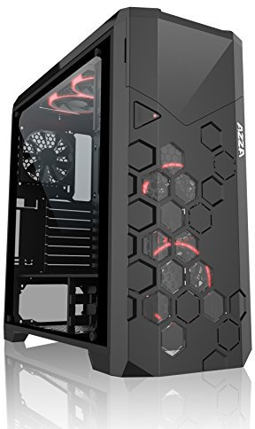 Azza Storm 6000B Full-Tower Negro carcasa de ordenador - Caja de ordenador (Full-Tower, PC, ATX,Micro-ATX, Negro, Rojo/Verde/Azul, 17,5 cm)