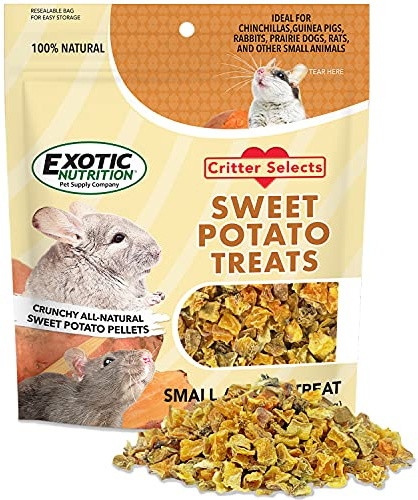 Exotic Nutrition Sweet Potato Treat (3.5 oz.) - Healthy Natural Herbivore Treat - Crunchy Vegetable Pellets - for Chinchillas, Guinea Pigs, Rabbits, Prairie Dogs, Rats & Other Small Pets