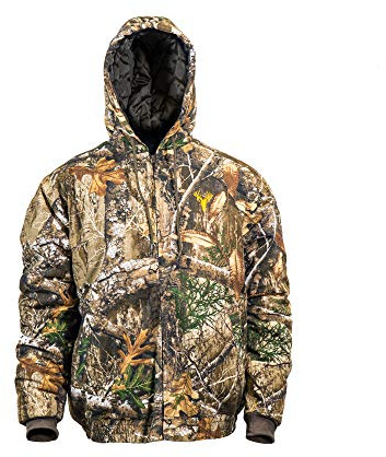 HOT SHOT Herren Isolierte Twill-Jagdjacke, Camo mit Baumwollschale, für kaltes Wetter, Vogel- und Hirschjagd, Realtree Edge, XL