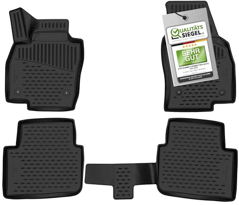 WALSER XTR Gummi Fussmatten Auto für Skoda Kamiq (NW4) 2019-Heute, 100% passgenaue Auto Fußmatten, robuste Universal Fußmatte Auto, Gummimatten Auto, Auto Fussmatten Gummi, Auto Gummimatten