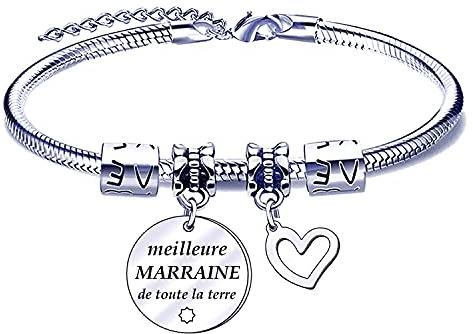 FGHJK Bracelet Marraine Personnalisé pour Noel, Fete des Meres, Bapteme - Bijoux Femme Original