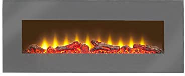 Sureflame Electric Wall Mounted Fireplace/Fire – 42-Inch Grey Glass Design, Remote Control, LED Flame Effect, Programmable Timer & Thermostat
