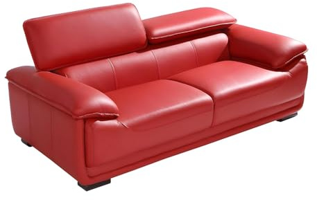 Vente-unique Canapé 3 Places en Cuir MACELO - Rouge