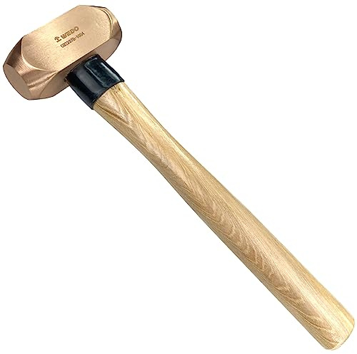 WEDO Copper Sledge Hammer 1lb, Club Hammer with Wooden Handle, Drilling Hammer, Flat Hammer, Die-Forged, Corrosion Resistant, 12 Length
