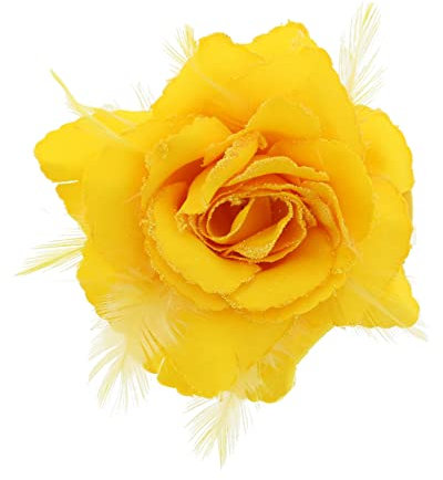 Topkids Accessories Rose Flower Hair Clip Hairband Brooch Safety Pin Hairpin Floral Corsage Fascinator Hair Band Aligator Beak Grip for Women & Girls Wedding Prom Party Special Occasion (Yellow)