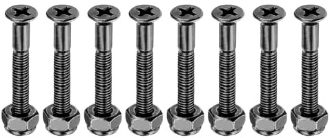PATIKIL Skateboard Mounting Hardware 1.25, 8pcs Carbon Steel Skateboard Screws Bolts&Nuts Flat Head for Cruiser, Black