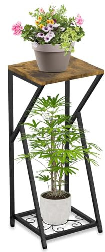 Eremaoy Blumenständer aus Metall, Moderner Pflanzenständer Schwarz Blumentopf Ständer 2 Etagen Pflanzen Regal für Innenbereich, Wohnzimmer, Außenbereich, Balkon, Garten